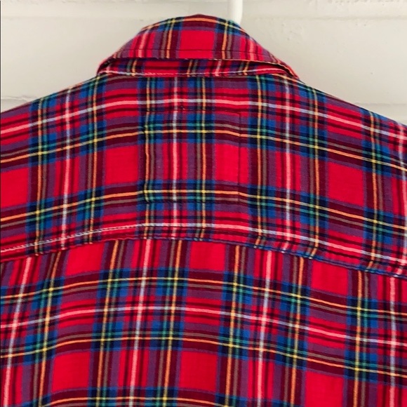 Girls Teens Womens Abercrombie Festive Holiday Christmas Plaid Shirt Size M - Picture 5 of 6
